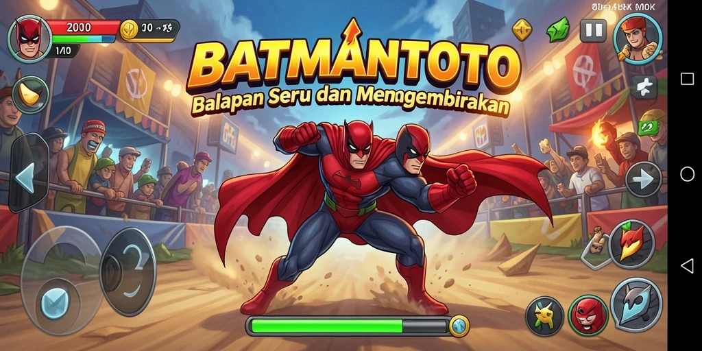 Gameplay balapan seru di BATMANTOTO dengan mobil kencang.