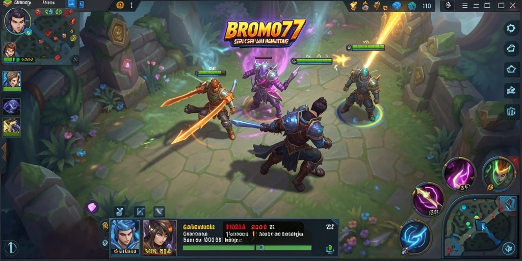 Tampilan gameplay menegangkan dalam BROMO77 saat pertarungan berlangsung.