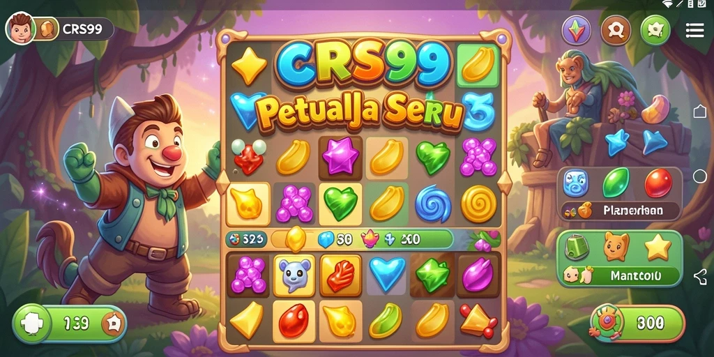 Tampilan gameplay Match-3 yang penuh warna dan menantang.