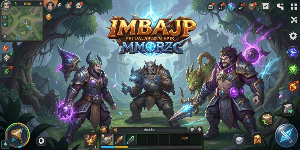 Screenshot gameplay IMBAJP menampilkan aksi seru dalam pertempuran MMORPG.