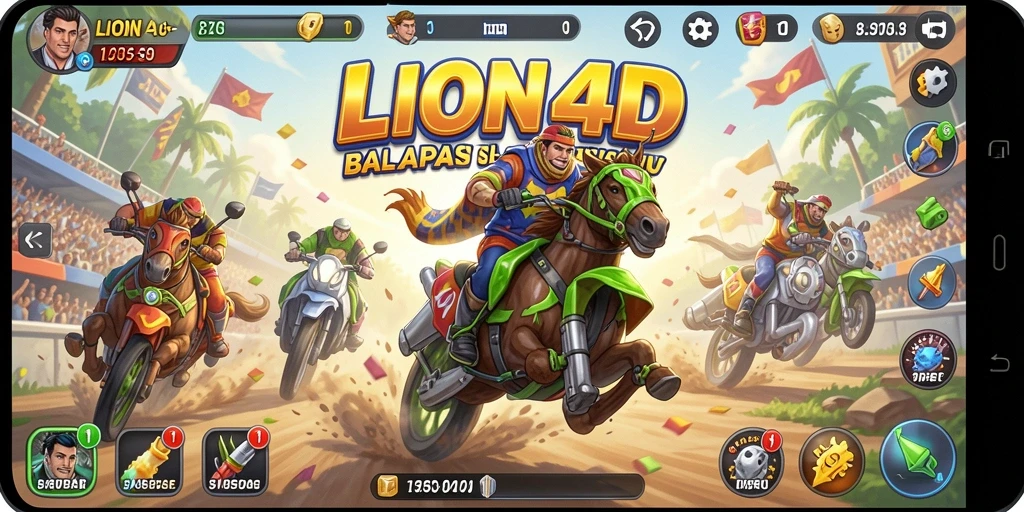 Screenshot gameplay LION4D menampilkan aksi balapan yang mendebarkan.