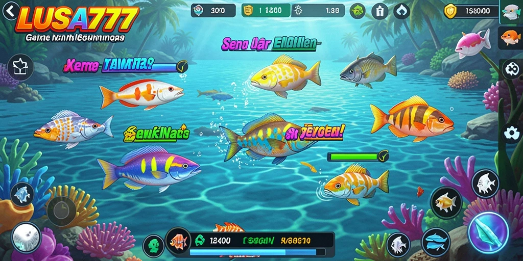 Tampilan gameplay menarik dari LUSA777 yang menampilkan aksi Tembak Ikan.