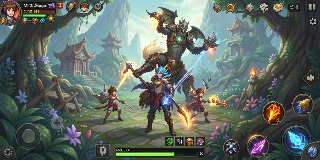 Screenshot menampilkan petualangan seru dalam game RPG MPO08.