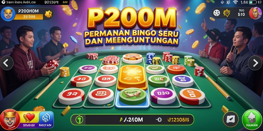 Tampilan gameplay Bingo yang menarik dan penuh warna di P200M.