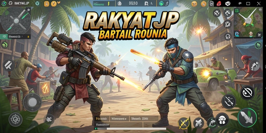 Tampilan menarik dari gameplay RAKYATJP dalam pertarungan Battle Royale.