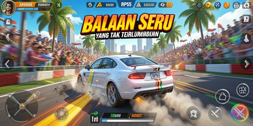 Tangkapan layar gameplay balapan yang mendebarkan dan realistis
