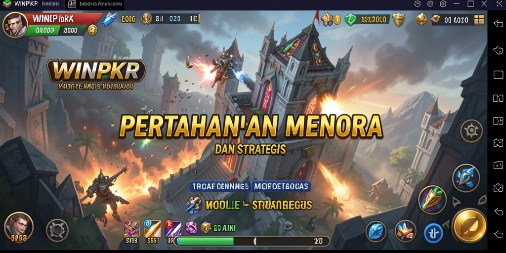 Tampilan gameplay WINPKR yang penuh strategi Tower Defense.